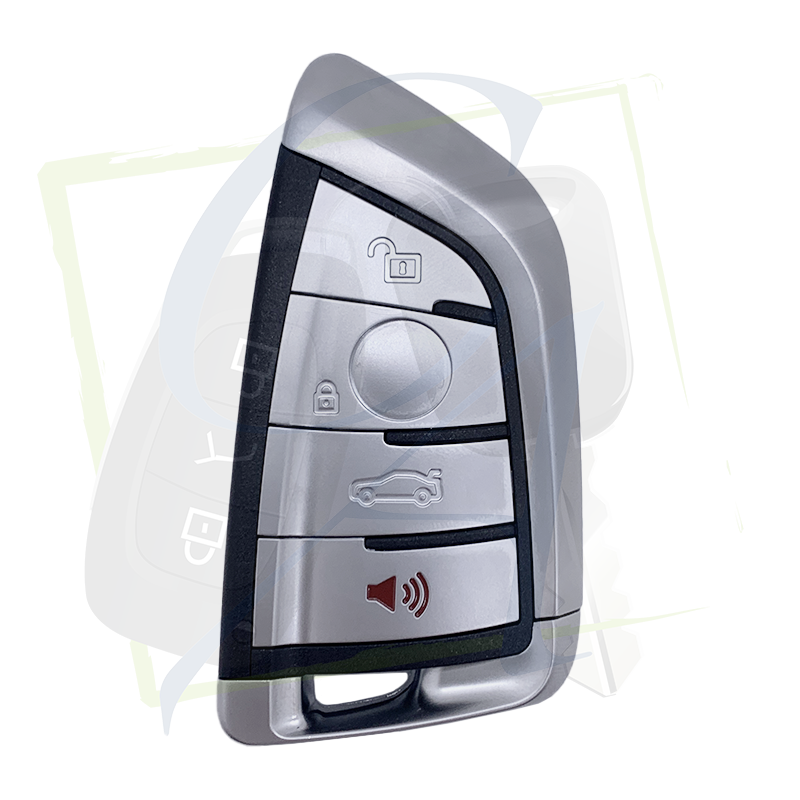 CLÉ KEYDIY FGB23 BMW - 4 BOUTONS PANIC - CHROME vue de face