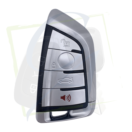 CLÉ KEYDIY FGB23 BMW - 4 BOUTONS PANIC - CHROME vue de face