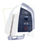 CLÉ KEYDIY FGB23 BMW - 4 BOUTONS PANIC - NOIR vue de face avec lame