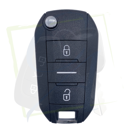 CLÉ FLIP PEUGEOT CITROËN - 3 BOUTONS & HITAG AES vue de face