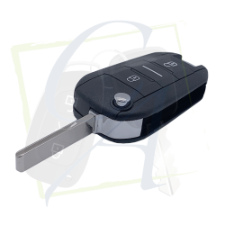 CLÉ FLIP PEUGEOT CITROËN - 3 BOUTONS & HITAG AES vue lame